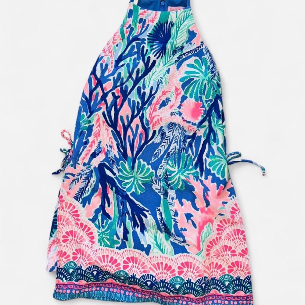 Lilly Pulitzer Blue & Pink Tropical Print Side-Tie Romper